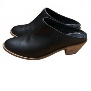 Kelsi Dagger Brooklyn Black Leather Stacked Heel Bootie Clogs Sz US 7.5 / EU 38